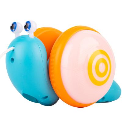 China Eco-friendly Material Wholesale Musical Cartoon Animal Pull Along Cute Toys Snail Pull Toy With Light For Kids for sale