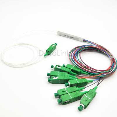 China FTTH fiber optic SC spli1x8 /APC fiber optic tube fiber optic plc steel optic splitter for sale