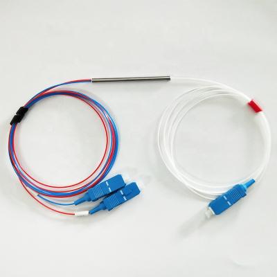 China FTTH Blue Connector 1310/1550nm Wavelength FBT Fiber Optic Splitter for sale