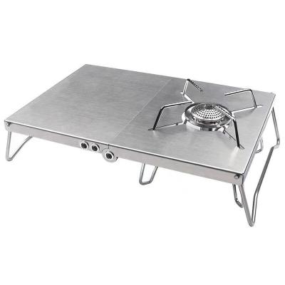 China Stainless Steel Outdoor Camping Heat Insulation Lightweight Folding Folding Table For Burner Bracket Gas Stove for sale