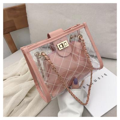 China Fashion Ins Style Jelly Candy Color Solid Big Buckle Cross - Transparent Body Shoulder Bag Handbags For Women for sale