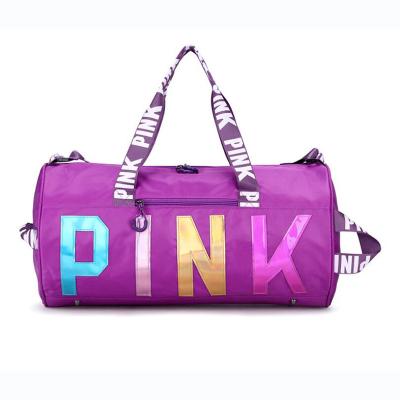 China Wholesale Fashion Glitter Pink Duffle Bag Women Cheap Stylish Weekend Sport Duffel Bag Portable Gym Duffel Bag For Girls for sale