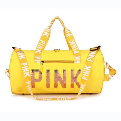 China OEM Water Resistant Fashion Logo Travel Accessories Unisex Multifunctional Overnight Bag Gym Bag Custom Pink Sport Duffel Bag for sale