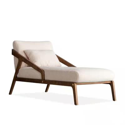 China Nordic wooden chaise longue lounge furniture upholstered recliner reclining sofa for hotel apartment villa for sale