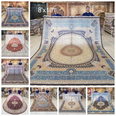 China YILONG Washable 8' x10' Large Size Persian Area Silk Rug For Bedroom Hand - Woven Area Rug for sale