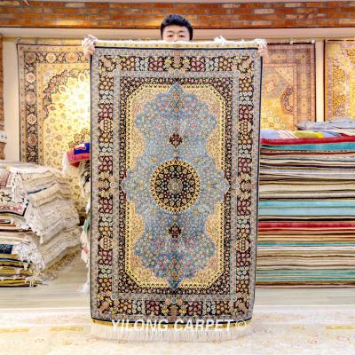 China YILONG anti-slip 3' new Henan traditional silk kashan Persian rug qum blankets x5 with best quality for sale