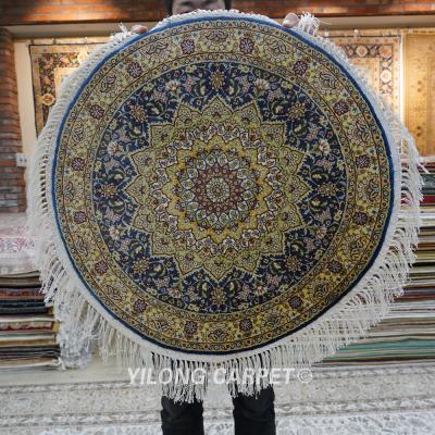 China YILONG Anti-Slip 3'x3 Hand Tied Little Persian Round Silk Floss On Silk Blanket for sale