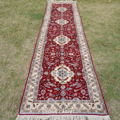 China Yilong Washable 2.5' Red Handmade Silk Rug Runner Hallway Stair Rug x10 for sale