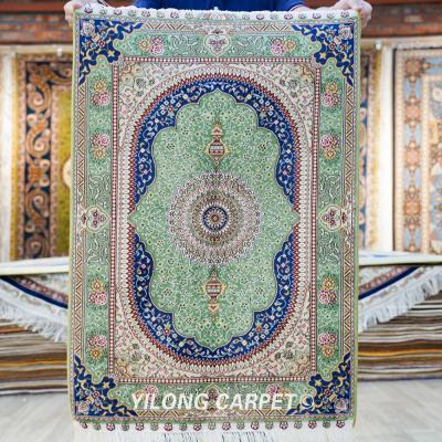 China YILONG Washable 2' x3 Handknotted Turkish Design Light Green Chinese Oriental Blanket for sale