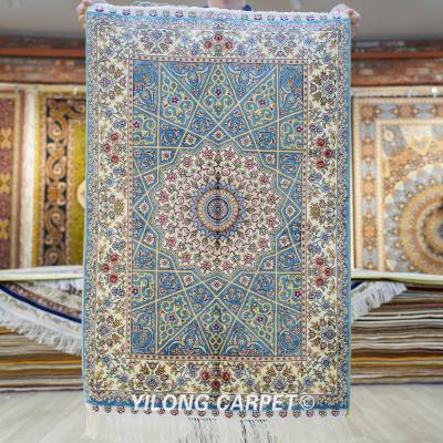 China YILONG Anti-Slip 2' x3 Home Decor Handmade Silk Rug Medallion Hand Knotted Blanket for sale