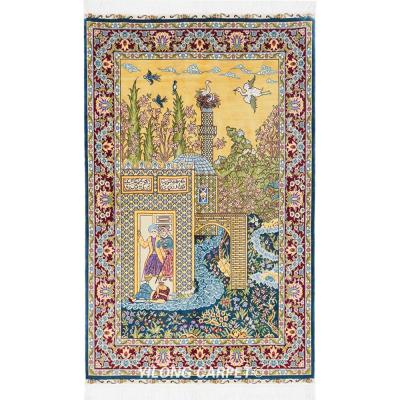 China YILONG Anti-Slip 2.7' x4 Handknotted Area Rug Silk Single Picture Landscape Tapestry Blanket for sale