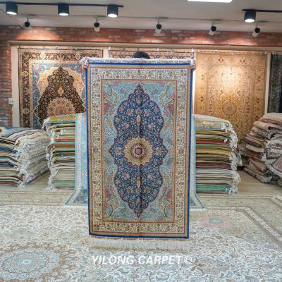 China YILONG anti-slip 3'x5' design 100% persian silk blankets for sale new design qum rug for sale