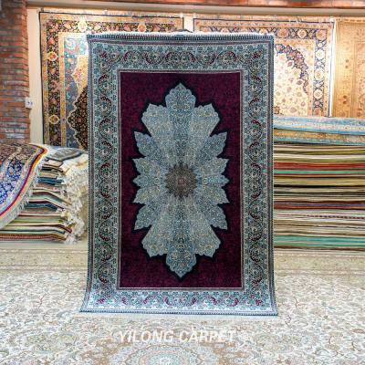 China Washable Hand Knotted Blanket YILONG 4'x6 Living Room Silk Area Rugs Hand-knotted Handmade Rug for sale