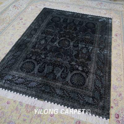 China Washable Hand Knotted Rug YILONG 5' x7 Blanket Turkish Dark Blue Vantage Gallery Dwarf Handmade Rug for sale