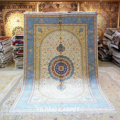 China YILONG anti-slip 6' x9 high quality turkish silk rug handknotted double knots oriental india rug for sale