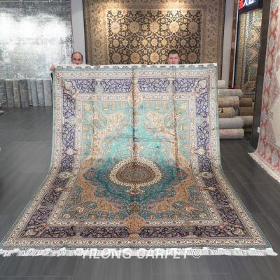 China YILONG Washable 8'x11' Hand Knotted Carpet Silk Hot Turkish Design Silk Area Rug for sale