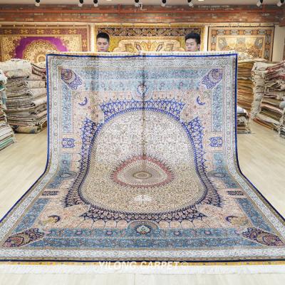 China YILONG Washable 8' x11' Large Oversized Handmade Silk Rug Anti-Static Home Decor Rug for sale