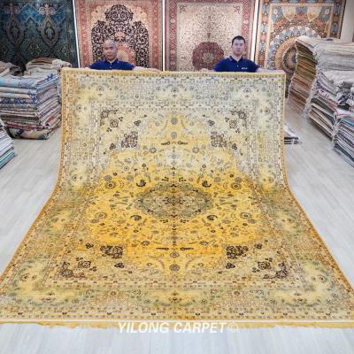 China YILONG washable 9' x12' x12' design large size classical living room silk handmade Persian rug for sale