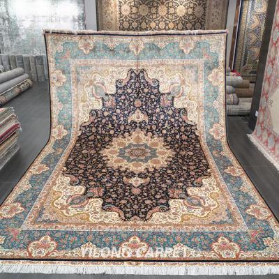 China YILONG Washable 10' High Line Oriental Qum Handknotted Rug Handknotted Handmade Pure Silk Persia Rug for sale