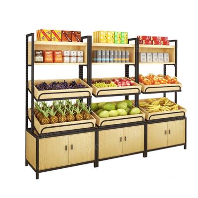 China Powder Coating Stainless And Iron Metal Display Fruit And Vegetable Supermarket Rack for sale