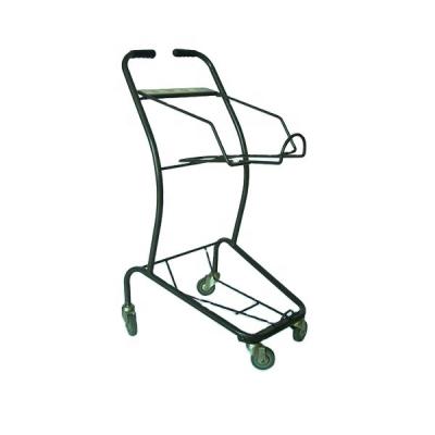 China Unfolding Double Tier Basket Two Tier Shopping Trolley With Wheel for sale