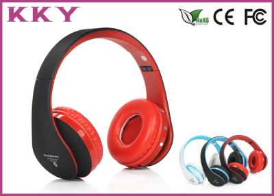 China Red Headband Bluetooth Headphones / Noise Cancelling Bluetooth Headset With TF Card for sale