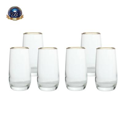 China 6 Pcs Minimalist Modern Fashionable Egg Shape Drinking Water Glass Cups Tumbler Water Glass Cups With Gold Rim for sale