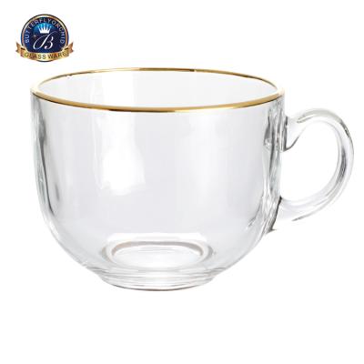 China Sustainable Glassware Milk Glass Mugs Clear Coffee Tea Milk Glass Mug With Handle for sale