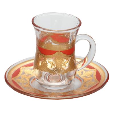 China Viable Factory Wholesale Colorful Painted Glass Turkish Coffee Cup Tea Or Coffee Cups And Saucers Sets for sale