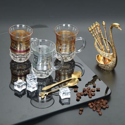 China Sustainable Wholesale Eco-Friendly Transparent Home Office Drinking Tea Water Saucer Set Coffee Tea Glass Cup for sale