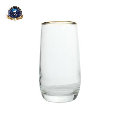 China Minimalist Glassware 6 Pcs Egg Shape Drinking Tumbler Water Glass Cups With Gold Rim for sale