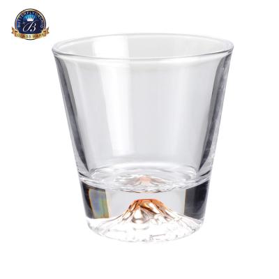 China Mount Fuji Crystal Wine Glass Snow Mountain Modern Cavity Japanese Style Whiskey Cup Thick Bottom Shot Glass for sale