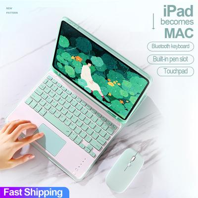 China With Blue Touchpad Tooth Keyboard Pen Slot With TouchPad BT Keyboard Cover For Auto-sleep 2019/Ipad Air 10.2 Pen Slot Scratch Proof Pu Leather Case pro 10.5