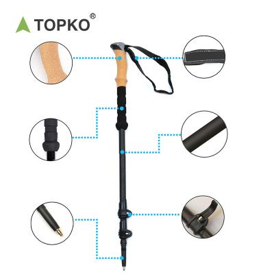 China Wholesale Adjustable Folding Folding Cork Equipment Trekking Climbing Poles Rods TOPKO Grip Shockproof Pole Adjustable Trekking Poles for sale