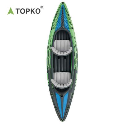 China Fishing Tourism Rowing Guided TOPKO Manufacturers Wholesale Thickened 2 Person Inflatable Fishing Kayak Wear Resistant Water Sports Float Inflatable Boat for sale