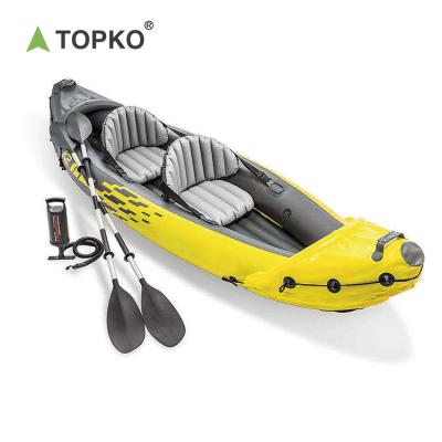 China Fishing Traveling TOPKO Rowing Double Guided Rigid Plastic Outdoor Sea Kayak Fishing Boat Ocean Folding Kayak for sale