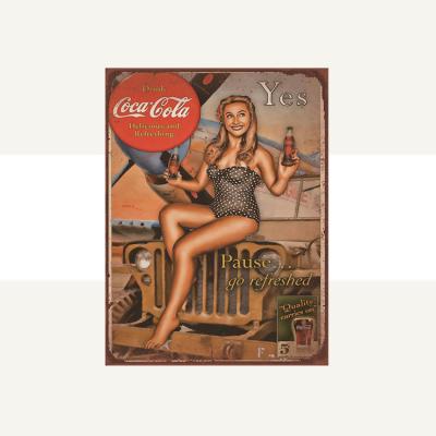 China Retro old world fashion coke bikini beauty wall decoration bar hotel wall decoration for sale