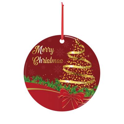 China 2022 Latest Sublimation Blank Ceramic Christmas Ceramic Pendant High Quality Ceramic Decoration Sublimation for sale