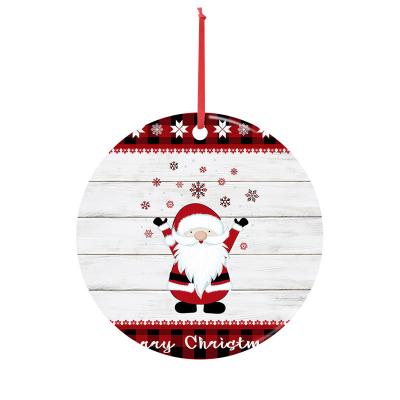 China Custom 2022 Ceramic Snowman Sublimation Blank Round Personalized Ceramic Christmas Decorations for sale