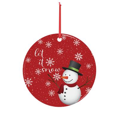 China Ceramic White Circular Blank Home Pendant Ornaments Christmas Desktop Decoration Decoration for sale