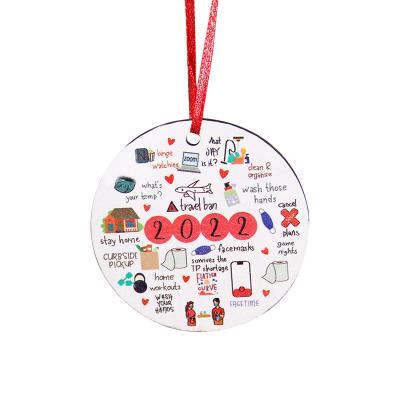 China 2022 Awards Custom Ceramic Christmas Tree Hanging Decorations Party Holiday Decorations Sublimation Blank Home Pendant for sale