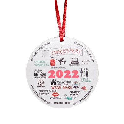 China 2022 White Ceramic Sublimation Christmas Round Ornaments On Both Sides Hot Selling Ceramic Ornaments From Manufacturers for sale