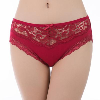 China 61001 Antibacterial New Women's Lace Waist Fashion Thong Underwear EuropeMature Sexy Cotton Lady And Girls Panties for sale