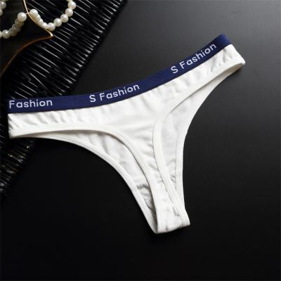 China 2022 Antibacterial High Quality Double Crotch Design Women Cotton Sports Fashion Words G-String Thong Panties for sale