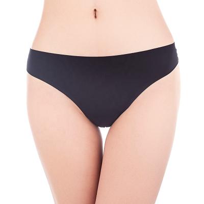 China Newest Selling Ladies Antibacterial Sexy One Piece Ice Silk Thongs Solid Color Underwear Seamless Panties for sale