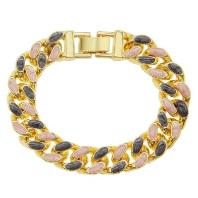 China Hiphop Enamel Colorful Cuban Link Chain Bracelet Fashion Cuban Bracelets For Men for sale