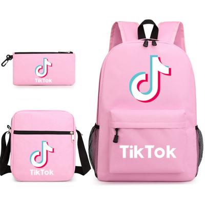 China Amazon waterproof hot sale colorful fashion student trend tiktok school bag backpack 3 pcs mini tik tok school bag for sale