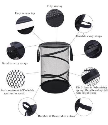 China Household Laundry Basket/Mesh Hamper/Mesh Toy Storage Basket Black Viable for sale