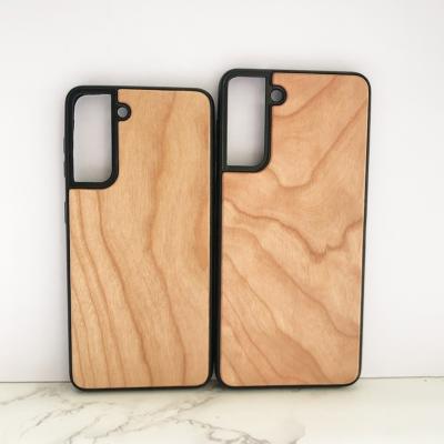 China Anti-Fall Wooden Phone Case For Samsung Galaxy S21 Ultra S21 Plus Shockproof Anti-Slip Wooden Bamboo Mobile Phone Cover for sale