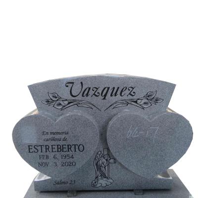 China Modern Light Gray Granite Monuments Double Heart Shape Headstone for sale